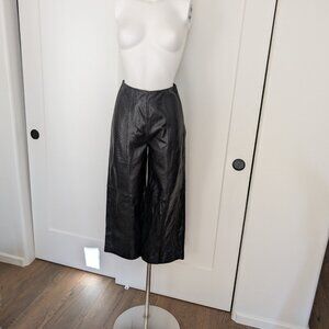 Malene Birger black leather pants 34 XS 0 extra small 24" new wide leg high-rise